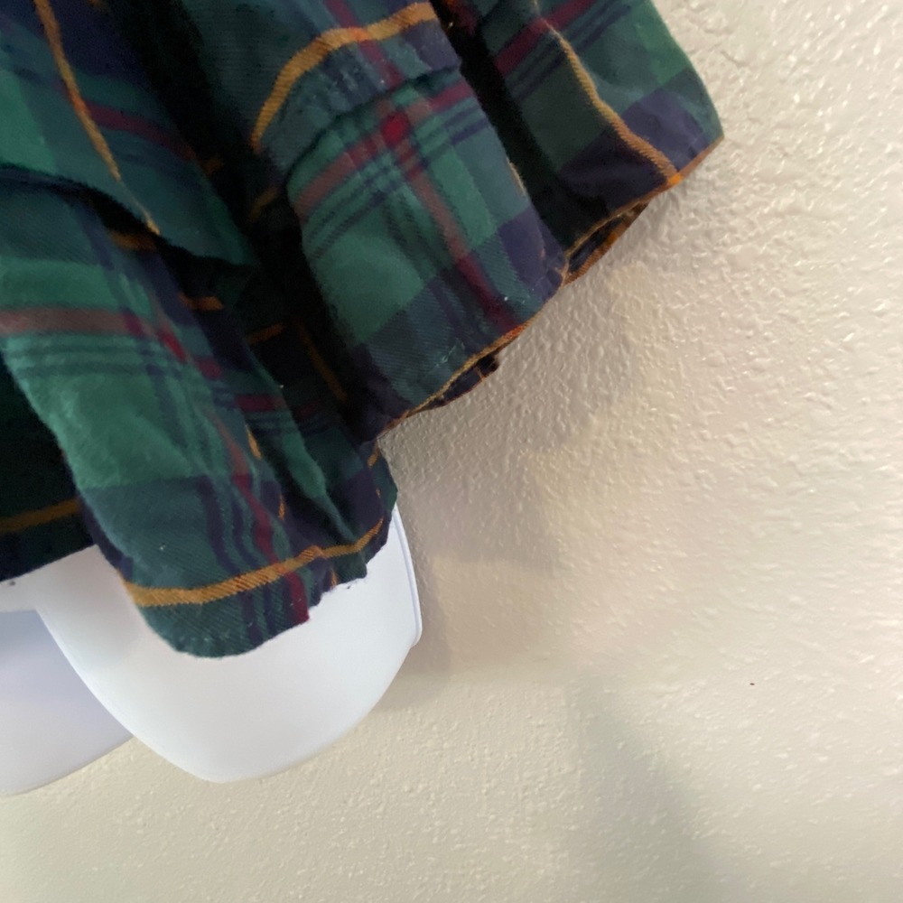 Green Tartan Blouse XL Plaid Outlander Casual Cottagecore Cabincore Ruffle - Picture 7 of 8